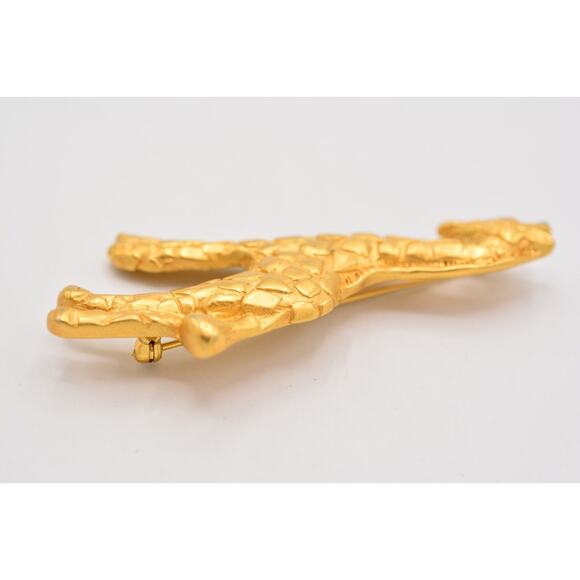 Vintage Large Giraffe Pin Brooch Brushed Gold Chunky Animal Zoo Bold 1980s BinAH - Picture 5 of 12